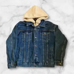 ZARA デニムブルー ボアフードジャケット Lサイズ