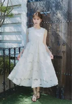試着のみ】ORGUE フラワーエンブロイダリーワンピース WHITE M - メルカリ