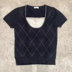 00's vintage　ネイビー ニット　アーカイブ グランジ y2k パンク