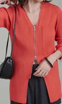 Onekashi リブZIPニットカーディガン