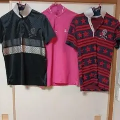 ポロシャツ 3枚セット 黒 ピンク 赤