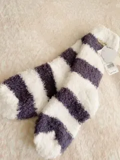 白と紫のストライプソックス　ジェラピケ