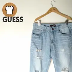 GUESS ジーンズ M デニム W32 ダメージ インディゴ A867