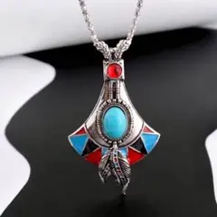 ターコイズネックレス　アメカジネックレス　メンズネックレスbナバホ族　ネックレス