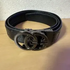 ブラック レザー ベルト ダブルG GGベルト