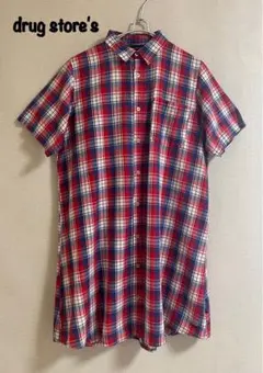 drug store's チェック柄ロングシャツ　チュニックのサムネイル