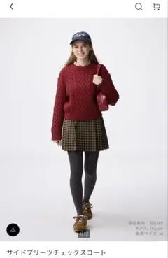 GU サイドプリーツチェックスコート