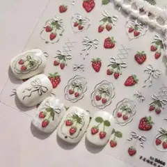 ネイルシール　立体　3D リボン　いちご　ストロベリー　ハート　5066