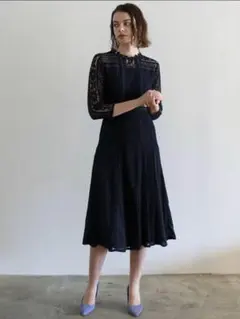 【美品】ラグナムーンLADYmixレースフレアーワンピース・ブラックMサイズ