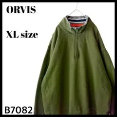 ORVIS オービス ハーフジップ スウェット 裏起毛 カーキ 緑 メンズXL