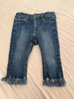 petit main デニムパンツ 90cm フリンジ付き