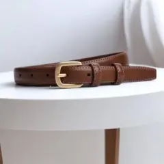 ベルト レディース 細め シンプル 本革調 茶 スタイルアップ 通勤 b11