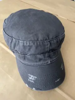 ワークキャップ グレー　ダメージ　古着