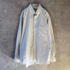 USA製 L.L.BEAN 90sストライプシャツ　長袖　大きめなMLサイズ相当