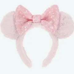 ふわふわスパンコールカチューシャ ディズニー ピンク ミニー