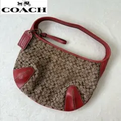 【美品✨】COACHコーチ　ハーフムーン　ハンドバッグ　ミニシグネチャー　肩掛け