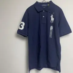 【新品タグ付き】ラルフローレン ポロシャツ ビッグポニー ネイビー 刺繍