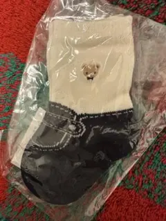 ファミリア　ベビー靴下 クリーム色 ネイビー 11cm