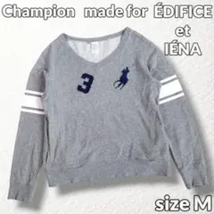 【Champion】EDIFICE別注 Vネック スウェット ポニー グレー M