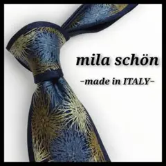 ✨極美品✨ミラショーン　ネクタイ　花柄　ボタニカル柄　ネイビー　シルク