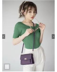 スクエアネックリブニットトップス　グレイル　rut251