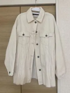 【ZARA】　コーデュロイジャケット　アイボリー　Mサイズ