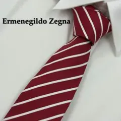 ✨️美品✨️ エルメネジルドゼニア ネクタイ ストライプ レッド シンプル