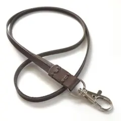 【レザー製】ネックストラップ　こげ茶色　ブラウン　47cm 首掛けストラップ