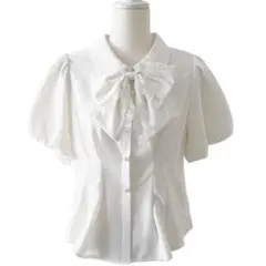 夢展望（DearMyLoveRose）　リボン付角襟シャツブラウス