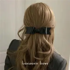 リボンバレッタ,ヘアクリップ,ブラック,黒色,BLACK,LuoxiA