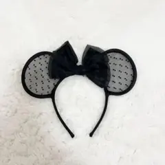 ディズニー Disney カチューシャ ミニー 水玉 シースルー 黒
