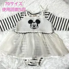 プティマイン　ロンパースワンピ　ミッキー　ビスチェ　70サイズ