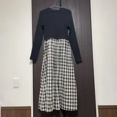 エヌ　ナチュラルビューティーベーシック　長袖リブニットドッキングワンピースM