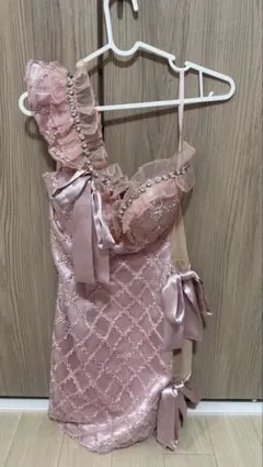 ROBE de FLEURS ピンク ワンショルダードレス