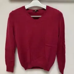 UNIQLO カシミヤ バーガンディ Vネック セーター L