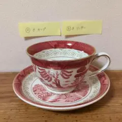 NIKKO ニッコー ダブルフェニックス 赤山水 カップ＆ソーサー⑥[B※]