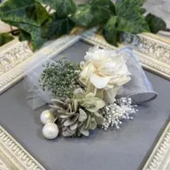 ドライフラワー髪飾り　結婚式成人式七五三　浴衣髪飾りオレガノパープルオフホワイト