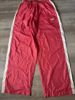 PUMA プーマ トラックパンツ ナイロン サイドライン 赤 LL Y2K 古着