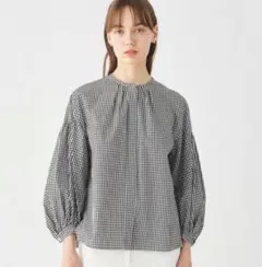 トュモローランド　Ballsey ギンガムチェック ギャザーパフブラウス