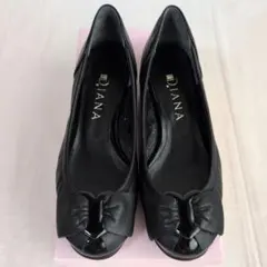 DIANA ブラック リボン付きパンプス 22.5cm