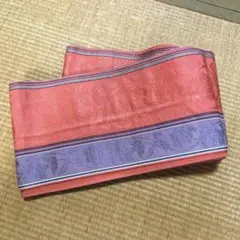 半幅帯 小袋帯 リバーシブル 花柄 ピンク 紫
