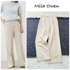 ミラオーウェン　25AW 新品　ワンタックストレートパンツ　ベージュ　0