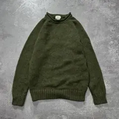L.L.BeanロールネックラムウールニットオリーブLエルエルビーン古着短丈のサムネイル