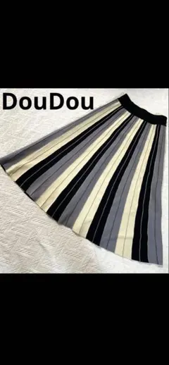 DOUDOU配色ストライプ　ニットロングスカートのサムネイル