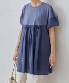定価1.6万円　ビアズリー　コクーンスリーブ　コンビギャザーチュニック　コットンのサムネイル