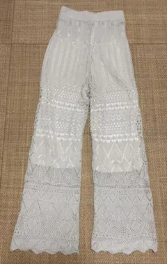 GRLレース編み ベージュフレアパンツ フリーサイズ