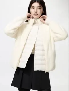 ユニクロ ファーリーフリースフルジップジャケット XL 白 ホワイト フワフワ