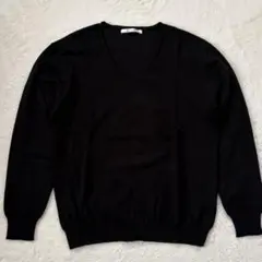 Ｍ.deux エムドゥ Vネック ニット セーター 薄手 黒 Ｍサイズ