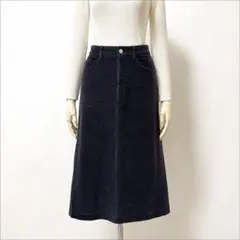 Spick and Span コーデュロイ Aラインスカート M ネイビーのサムネイル
