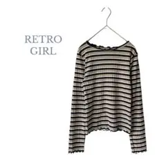 【レトロガール】Mサイズ　薄手　美品！✨メロー仕上げ　重ね着　大人女子　リブ